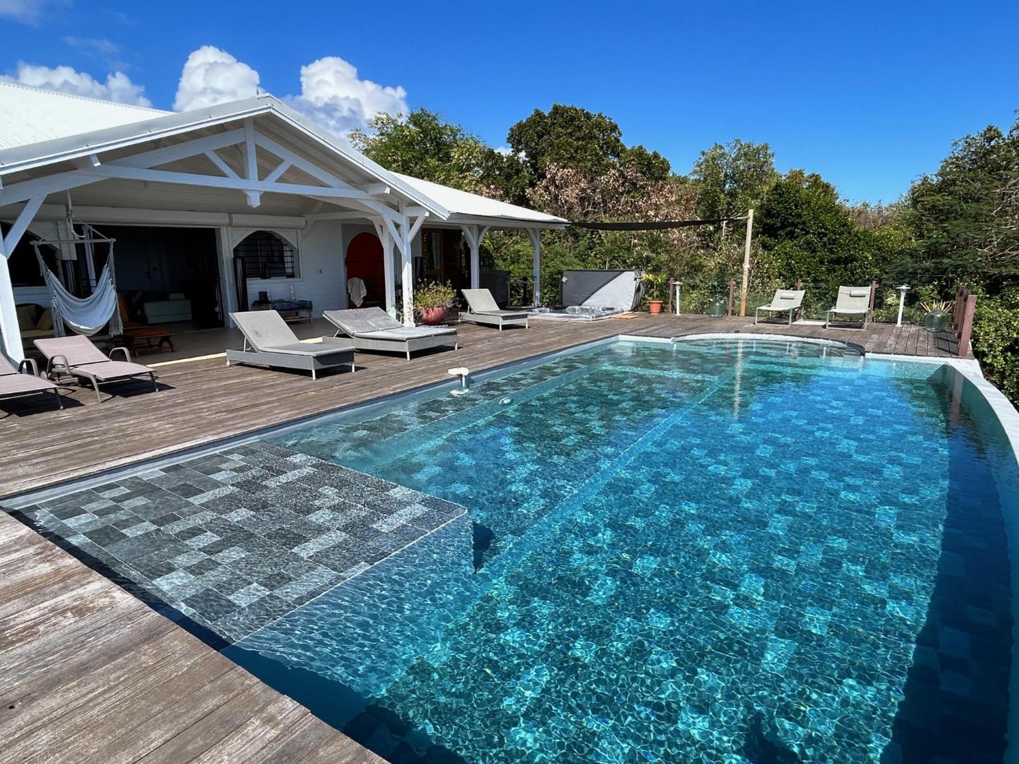 Villa Deluxe L'Hacienda Villa Vue Mer 180 Piscine Jacuzzi Proche Plage Marina Golf Pointe Des Chateaux Et Casino Jardin Clos Voyage Durable Saint-Francois  Eksteriør billede